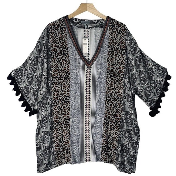 Anthropologie Conditions Apply Luca Tasseled Tunic Womens Plus Size 1X NWT $130 - Picture 5 of 16